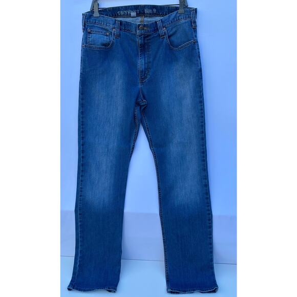 Carhartt Rugged Flex Relaxed Fit Mens Blue Jeans 36x34 Straight Leg Workwear - Picture 2 of 12